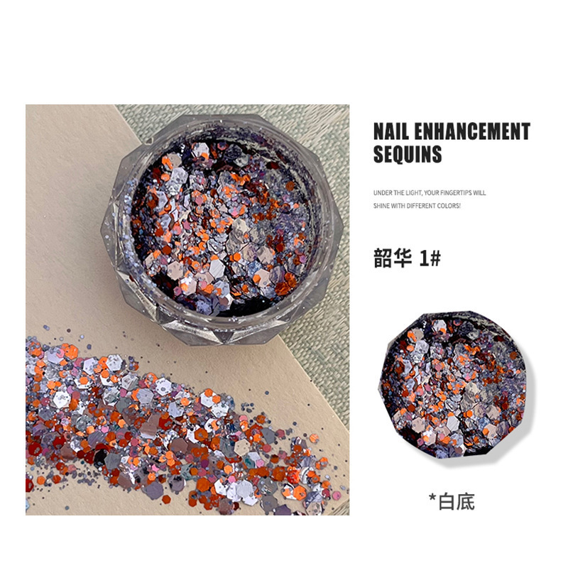 ネイルスパンコール卸売りネットレッド爆閃超薄幻彩六角不規則円形五角星愛爪パッチ|undefined
