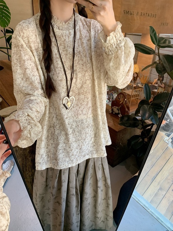 复古慵懒风套装女夏季2025新款针织毛衣蕾丝衫印花半身裙三件套潮|undefined