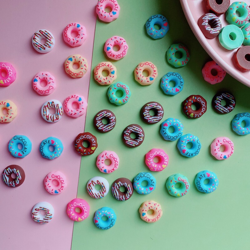 Colorful letters striped donut series resin accessories mobile phone shell hairpin cream glue mobile phone shell accessories