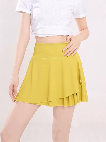 New High-Waisted Sports Skirt for Women, Pleated Tennis Skirt, Yoga Fitness Butt-Covering Skirt, Irregular Stylish Running Skirt