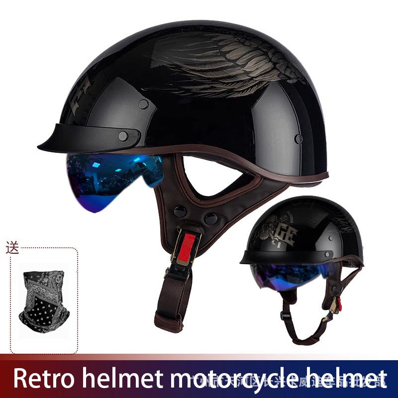 Motosiklet kaskı (dəbilqə) — Ha Lei Helmet - 015-matte-black-silver-skull-with-mask-m