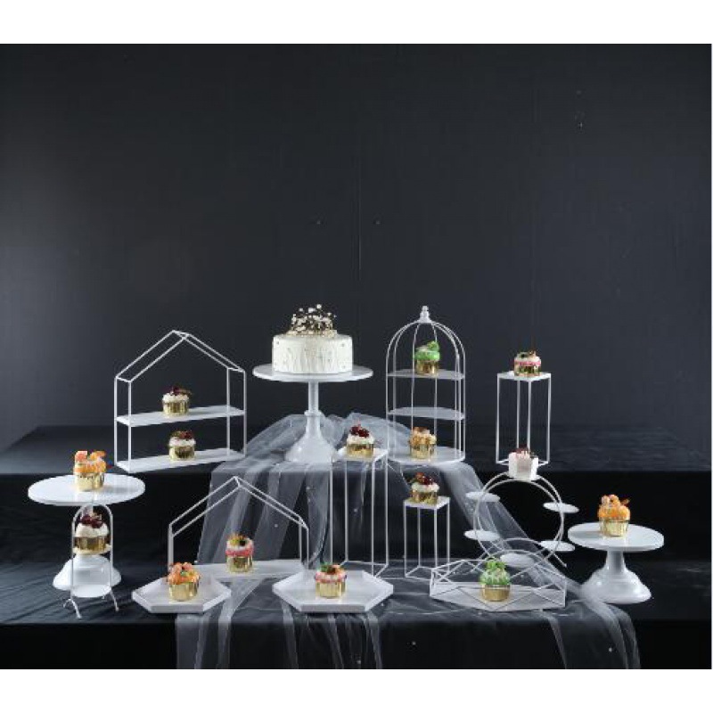 Estante de bocadillos de estilo europeo, tabla de postres, estante de exhibición, adornos de hierro forjado, estante de pastel de boda, set de 12 piezas image 4