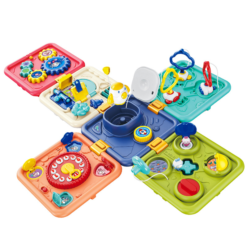 Montessori educación temprana juguetes educativos hexaedro ocupado Bola de simulación infantil dibujos animados sonido y luz música juguetes para bebés transfronterizos