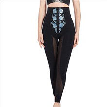 美容院高端刺绣高腰带拉链长束裤提臀束腰收腿打底裤塑型美体裤女