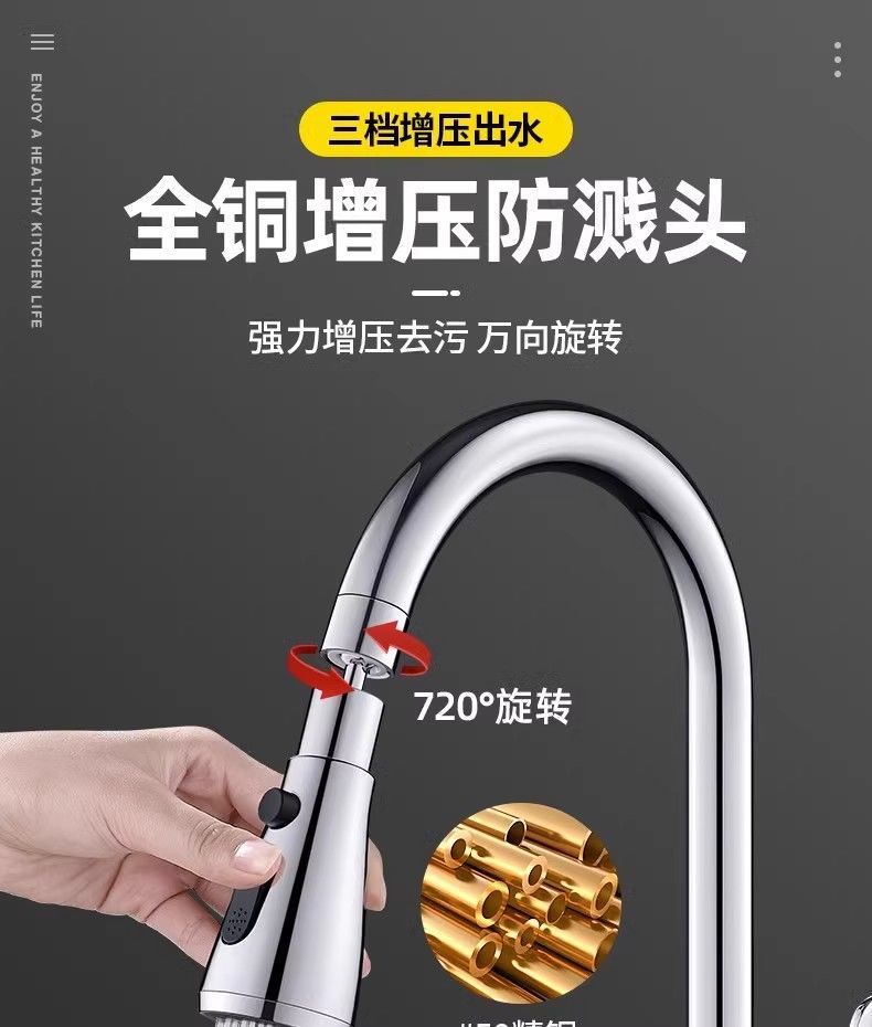Sink faucet nozzle extender, universal splash-proof joint for kitchen, extended showerhead to cross-border e-commerce details Picture