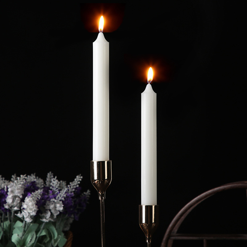 Bold 4 pieces/box straight rod candles 2.2*20cm colorful red and white long rod candles, wedding and celebration round candles, popular online