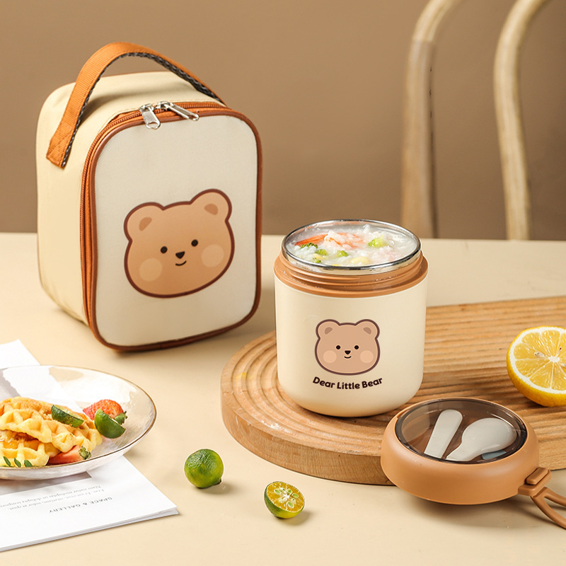 304不锈钢早餐杯汤杯带盖勺便携燕麦杯密封牛奶杯豆浆杯汤罐|undefined