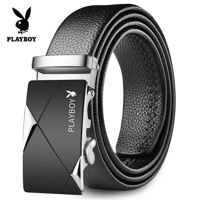 Кожаный ремень мужской Playboy, пряжка, высокие брюки