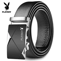 Кожаный ремень мужской Playboy, пряжка, высокие брюки