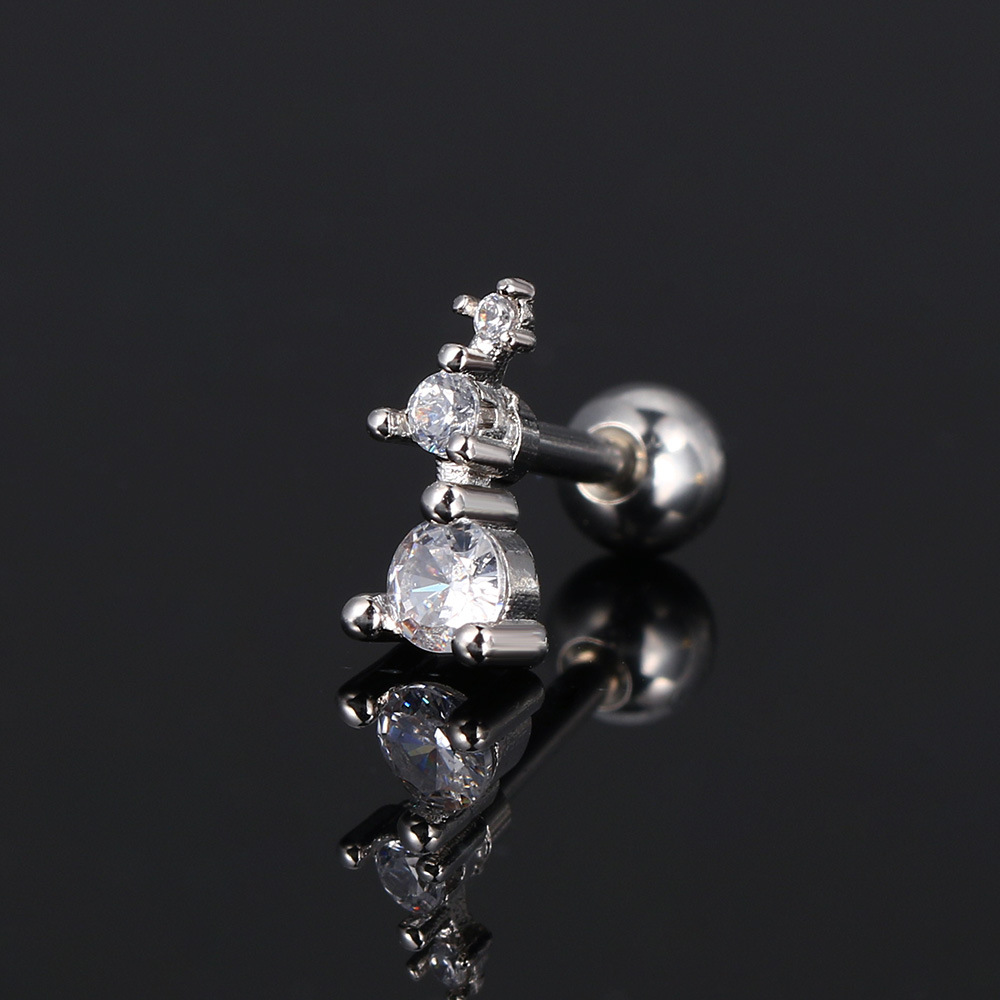 Flower Pattern 1 Piece Ear Cartilage Rings & Studs Classic Style Flower Copper Inlay Zircon Ear Cartilage Rings & Studs