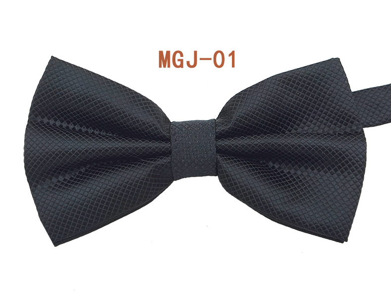 Pajarita negra de color sólido para hombre British Cube Spot Venta al por mayor Ropa formal Boda Doble pliegue Doble lazo de doble capa 27 colores