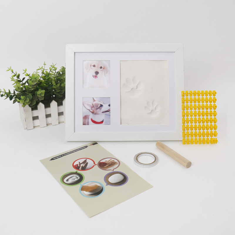 애완동물 사진 액자 하얀 진흙 + 편지 + 작은 막대기 + 양면 테이프