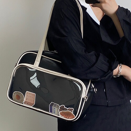 Square Fashion Tote Bag Women's 2024 New Soft Leather Large Capacity Shoulder Messenger Bag College Student Class Handbag