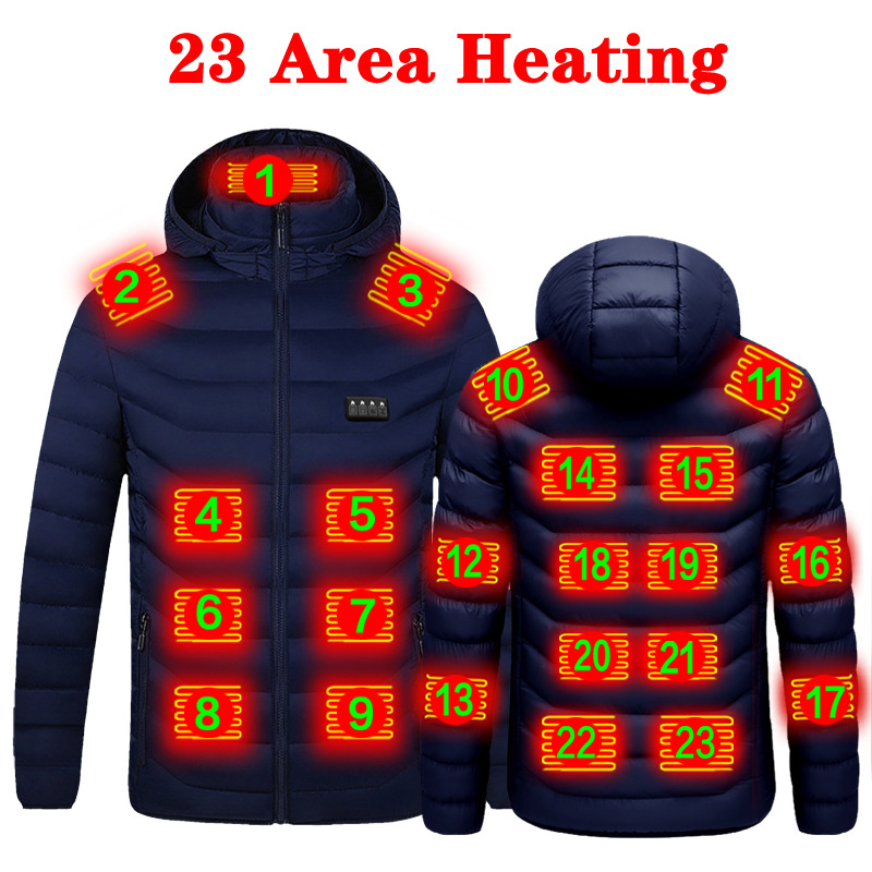 2 Zone 4 calefacción eléctrica abrigo de algodón acolchado USB carga térmica abrigo acolchado de algodón Distrito 9 calefacción inteligente abrigo acolchado de algodón con capucha invierno de los hombres engrosada zona