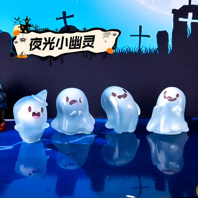 Luminous Halloween Ghost Resin Ornaments DIY Micro Landscape Desktop Car Keychain Pendant Decorative Accessories