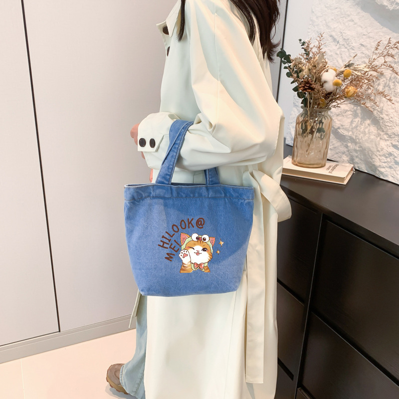 Bolsos de tela vaquero, bolsos de lona, bolsos de estudiante de literatura y arte, versión coreana, bolsos nuevos y retro de alta gama, bolsos de gran capacidad