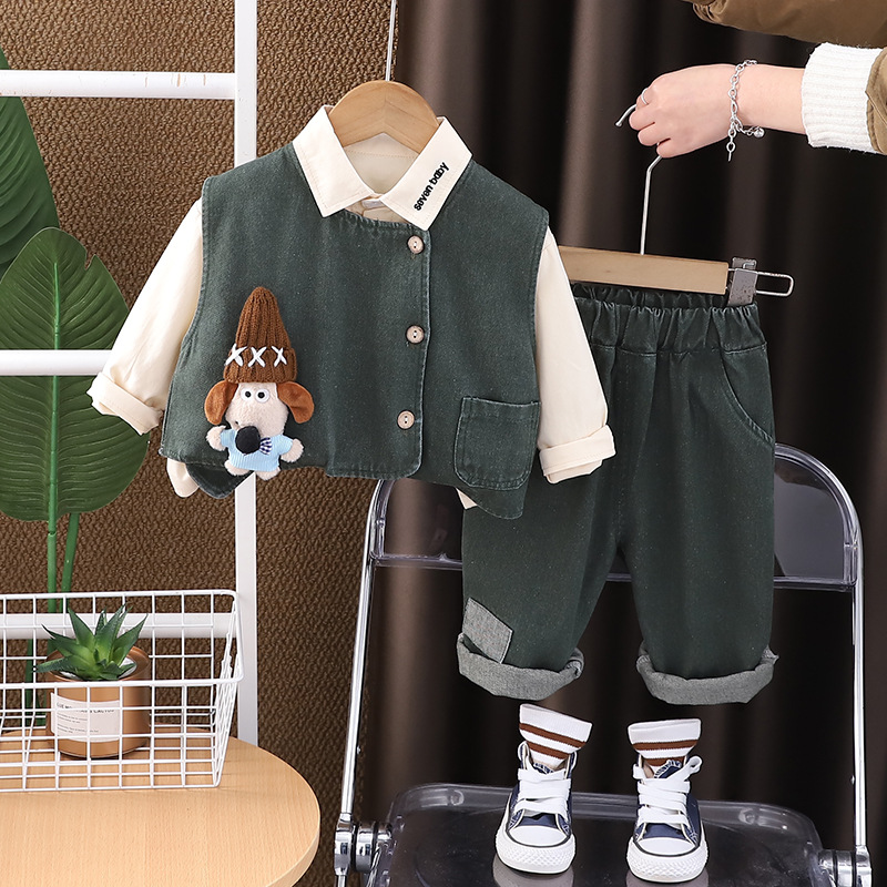 子供の春の服の男の子のスーツの洋気の赤ちゃんの子供服の3つのセットの春の秋の赤ちゃんの子供服のファッション