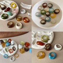 文艺复古树脂几何戒指小众高级感气质食指戒简约时尚百搭手饰批发