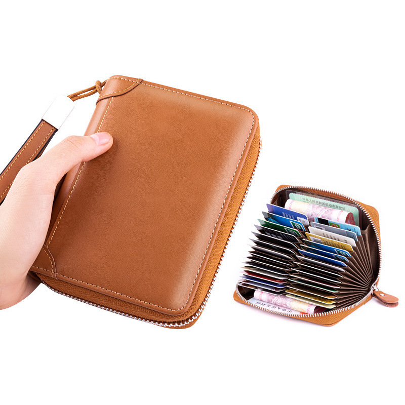 亚马逊新款男女钱包多卡槽拉链卡包多证位多容量短款漆面钱包