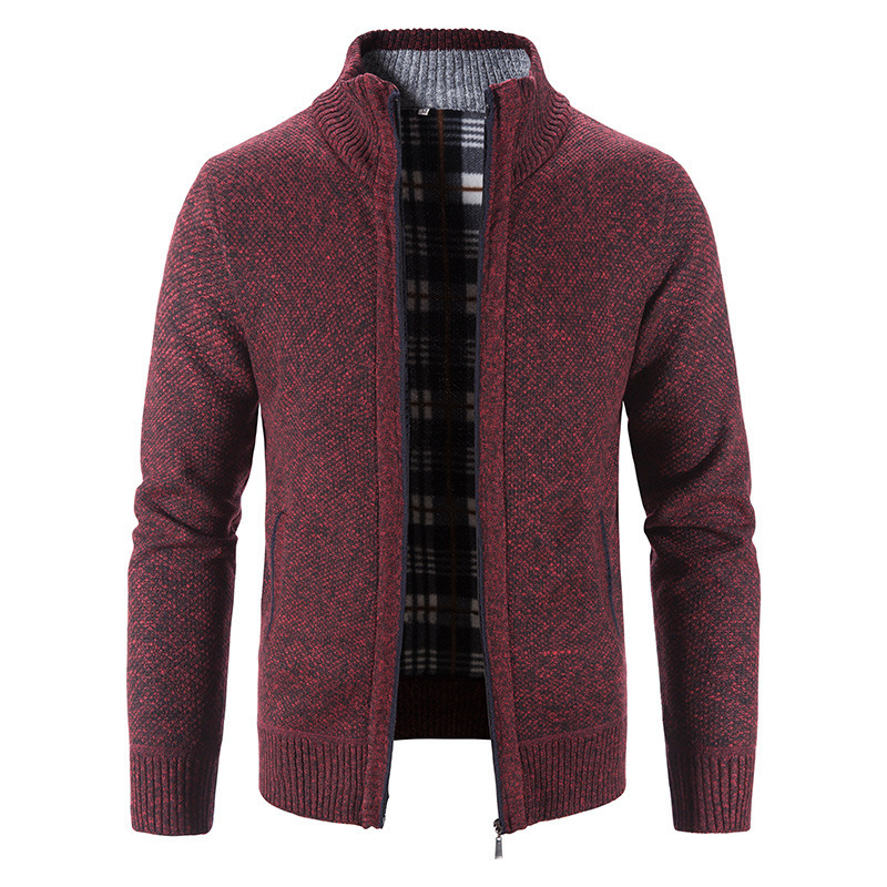 Excluido para una pieza de comercio exterior, cardigan de punto de otoño e invierno para hombres europeos y americanos, suéter grueso casual de gran tamaño con cuello alto abierto