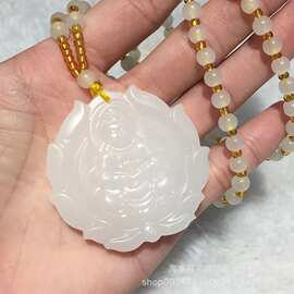 天然阿富汗玉守护神吊坠颜色鲜艳雕刻立体汉白玉吊坠已配链
