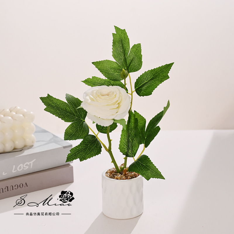 flores falsas estilo pastoral camellia pequeña flor de simulación bonsai flor de moda decoración creativa plantación verde artificial simulación maceta image 5