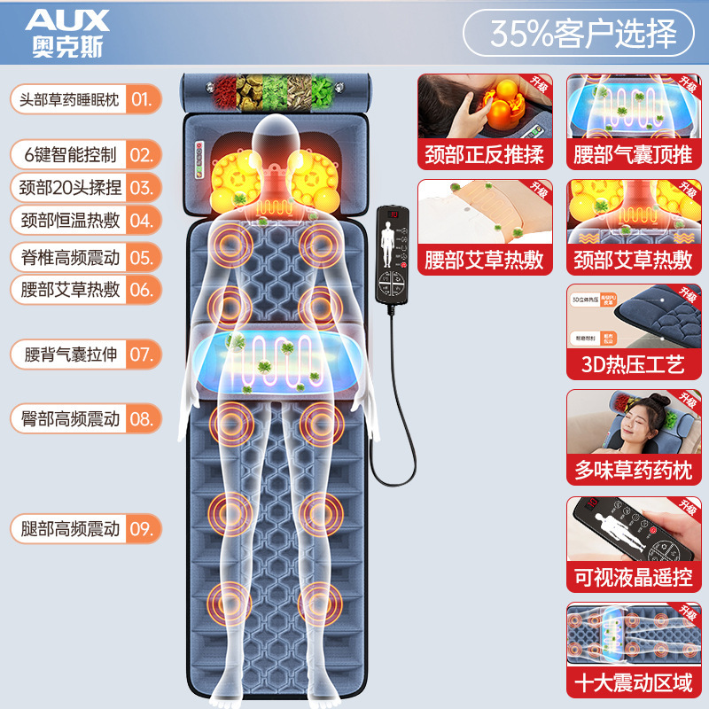 国境を越えた頸椎と腰のマッサージャー全身全自動混練ホームマッサージマットレス多機能マッサージャー卸売|undefined