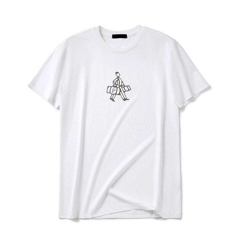 Camiseta de verão leve e luxuosa, confeccionada em algodão italiano, com gola redonda, manga curta e respirável, ideal para homens e mulheres._voghion.com
