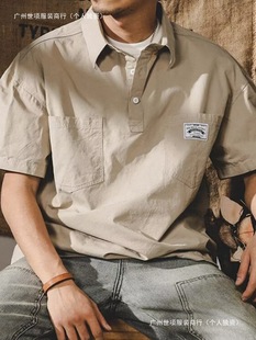 Extra Large Size 150kg American Trendy Brand Lapel Short-Sleeved T-Shirt for Men and Women Summer New Flap Pocket Pants Polo Shirt Work Top