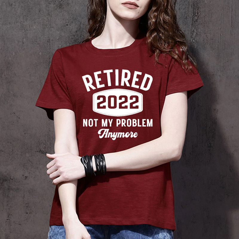 Wholesale foreign trade cross-border retirement Retired 2022 printed short sleeve T-shirt European and American jacket summer loose women