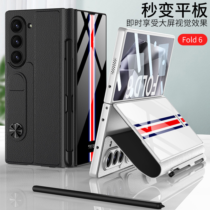 Cross-Border Applicable Samsung Z Fold 40% off Stacked Screen Mobile Phone Case Business Flip Glass Built-In Card Holder Pen Slot Leather Case Cross-Border Applicable Samsung Z Fold 40% off Stacked Screen Mobile Phone Case Business Flip Glass Built-In Card Holder Pen Slot Leather Case