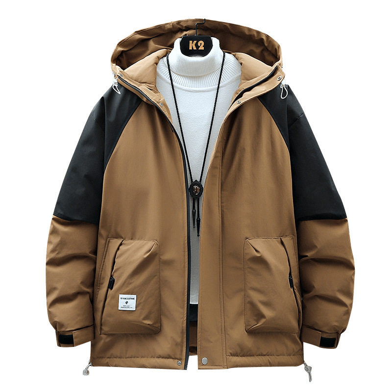 Invierno de moda de calidad de los hombres de color a juego guapo chaqueta con capucha de gran tamaño más tamaño suelta chaqueta caliente resistente al frío