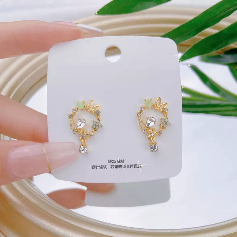 Серебряные игольницы, ретро-серьги из жемчуга, корейский стиль, серебро 925 пробы, цветочные, французский стиль