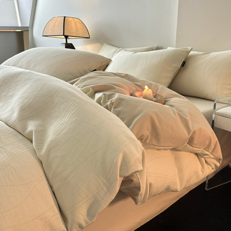 Class a Maternal and Infant Grade Pure Cotton Double-Layer Gauze Thickened Brushed Four-Piece Bedding Set 100% Cotton Premium Duvet Cover, Bed Sheet, Fitted Sheet Class a Maternal and Infant Grade Pure Cotton Double-Layer Gauze Thickened Brushed Four-Piece Bedding Set 100% Cotton Premium Duvet Cover, Bed Sheet, Fitted Sheet