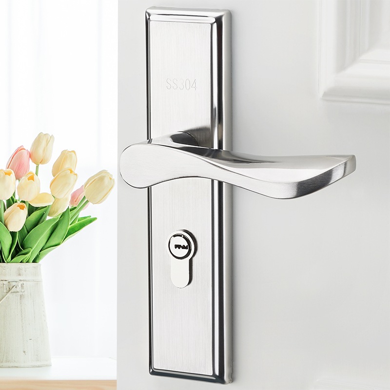 Cerradura de la puerta del inodoro baño universal interior de acero inoxidable manija de la puerta lengüeta única cerradura de la puerta del hogar