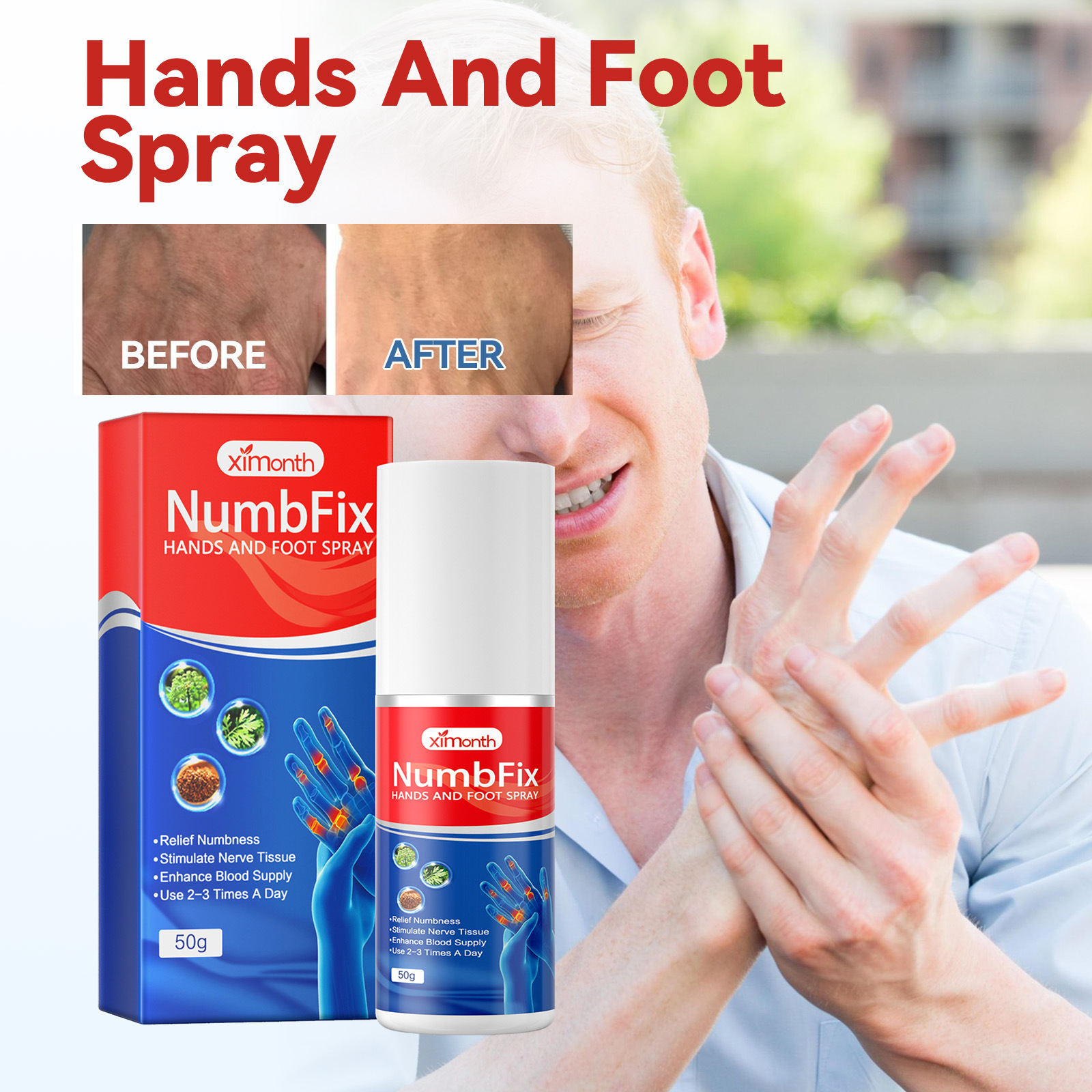 Ximonth Hand and Foot Care Spray Relieves Sore Fingers, Activates Muscles and Tendons, and Relaxes the Muscles, Leg Health Spray