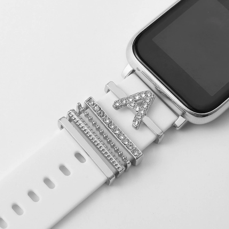 Подходит для силиконового ремешка Apple Watch Ремешок Diamond 26 Английских Букв Модный ремешок из сплава