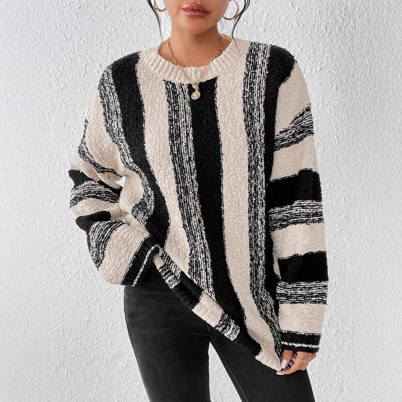 Amazon Cross-Border 2025 Autumn and Winter New Pullover Long-Sleeved Loose Casual Women's Sweater Knitwear European and American Foreign Trade