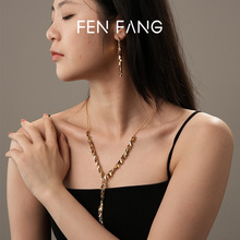 中古vintage树叶项链女调节锁骨链宫廷风轻奢高级感耳环首饰套装