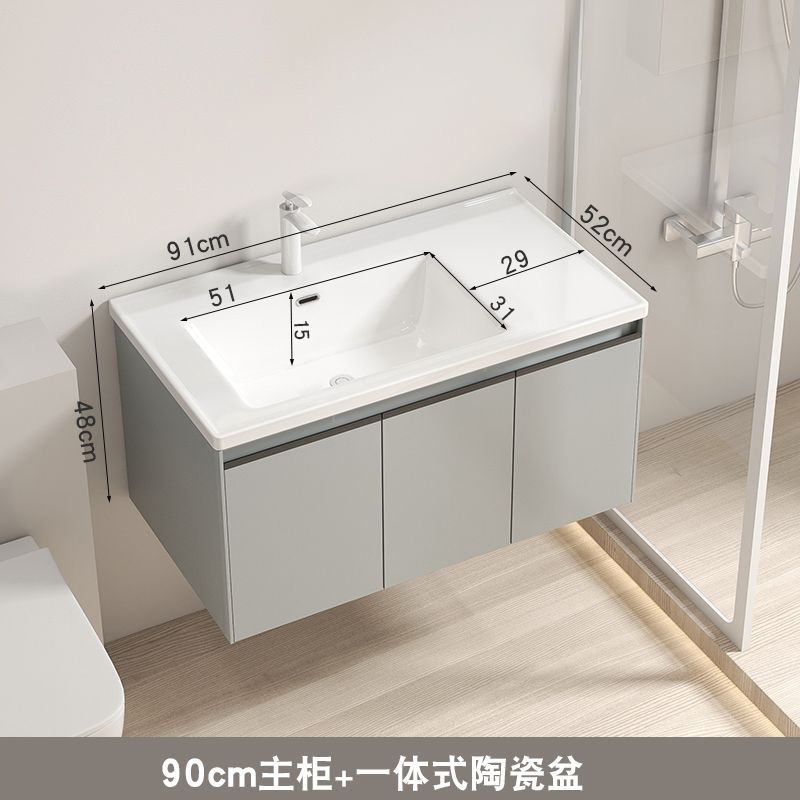 Gabinete de baño combinación de acero inoxidable que cuelga la pared del Gabinete cuarto de baño lavabo de almacenamiento espejo de almacenamiento rack de cerámica cuenca integrada