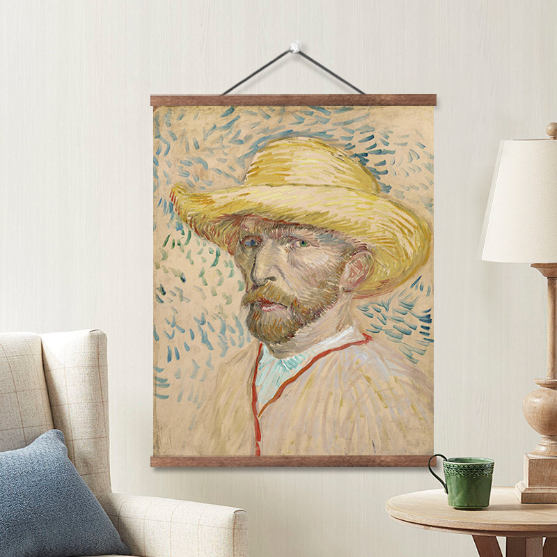 Van Gogh's Self-Portrait Oil Painting, Character Portrait, Decorative Painting, Living Room, Dining Room Scroll Painting, Entrance Hanging Painting, World Famous Painting