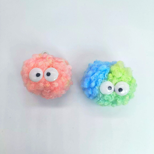 5 cm short woolen mohair ball, curly ball, plush black coal ball, colorful patchwork imitation Teddy bear ball, artificial plush