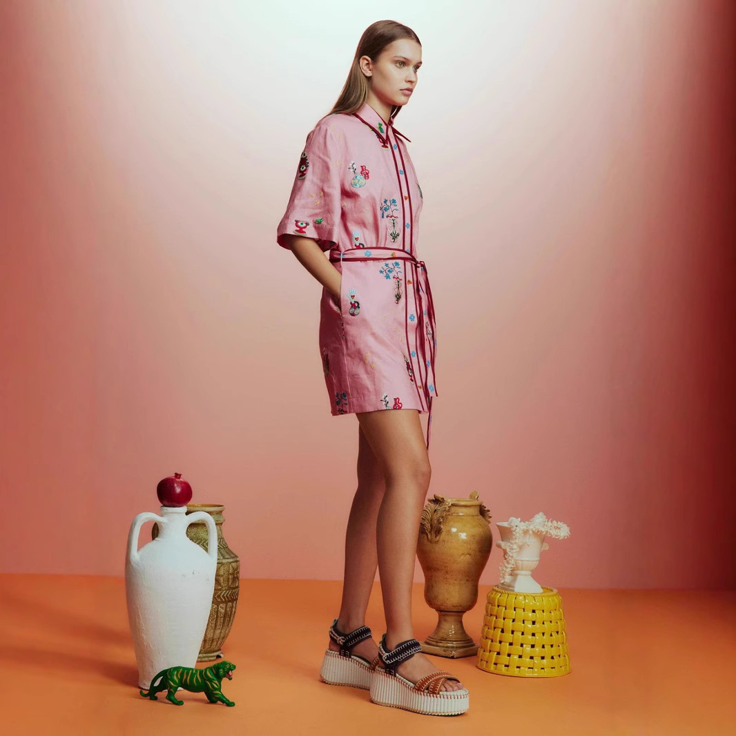 유럽과 미국 국경 2024 새로운  독립 역 레저 패션 린넨 셔츠 카디건 기질 조커 원피스