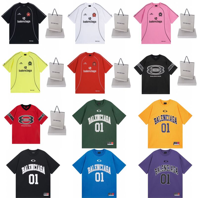 Cross-Border High-End Version 26 New Trendy Brand Paris B Embroidered Logo Letter Fashion Loose Casual Short-Sleeve T-Shirt for Men Cross-Border High-End Version 26 New Trendy Brand Paris B Embroidered Logo Letter Fashion Loose Casual Short-Sleeve T-Shirt for Men