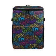 彩色卡通绵羊皮革印花全印双肩背包妈咪包防污防水容量大