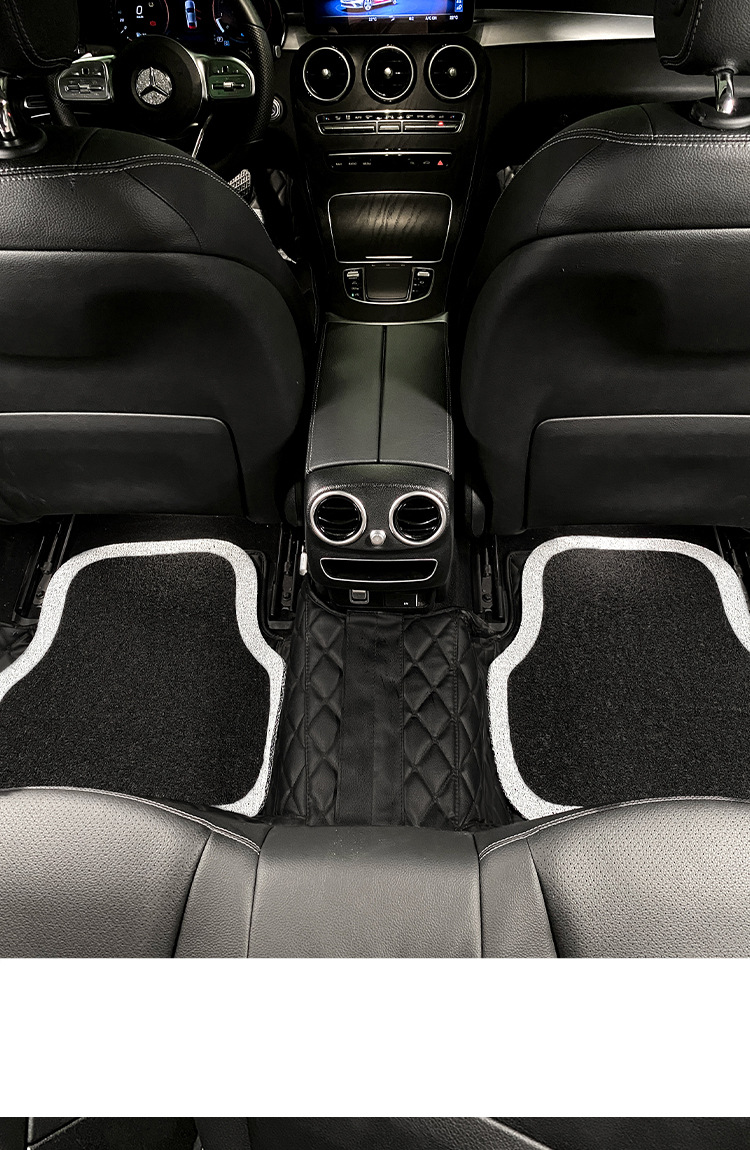 Black and white contrast color car foot mat wire ring universal single-piece Main driving anti-dirty decoration car mat rear row foot mat