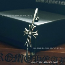 克罗訫十字架开口可调节手镯复古做旧气质男女情侣玫瑰金文艺复古