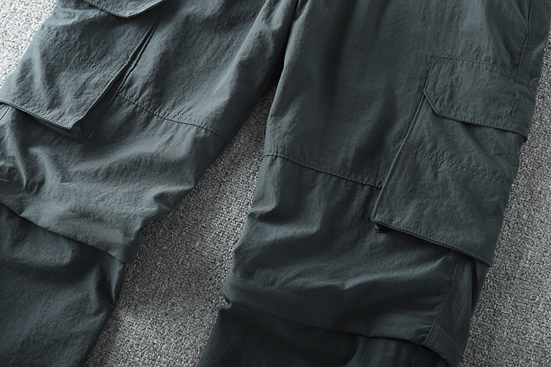 Spring and Summer Men's Outdoor Thin and Loose Workwear Casual Pants with Elastic Waist and Multiple Pockets, Straight Leg Pants_voghion.com