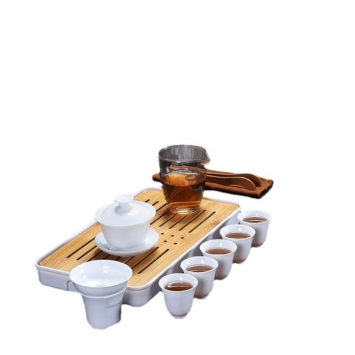 Dehua White Porcelain Travel Gongfu Tea Set Home User Outdoor Portable Tea Cup Cover Gift with Logo Printing