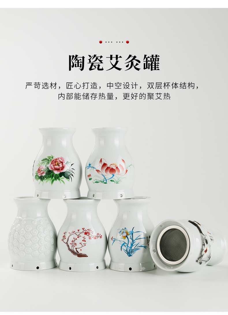 Multifunctional Ceramic Moxibustion Jar Double Wall Heat Insulated Cup Gua Sha Massage Warming Tool key features